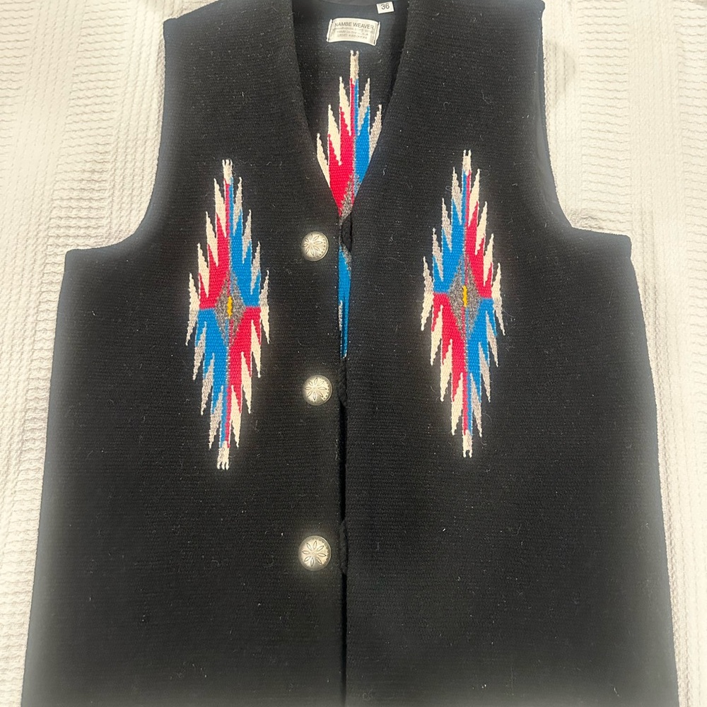 NAMBE WEAVER Native 🌺 Black Vest with Colorful Pattern Unisex